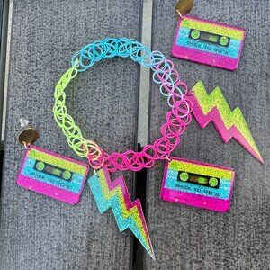NWT - Retro Cassette Tape Choker and Earrings